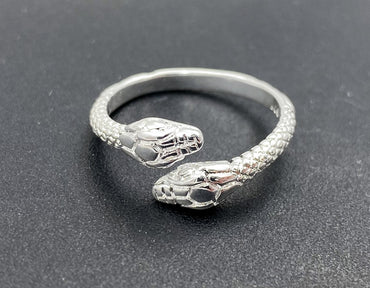 Bague double Serpent en Argent 925 - Anneau réglable