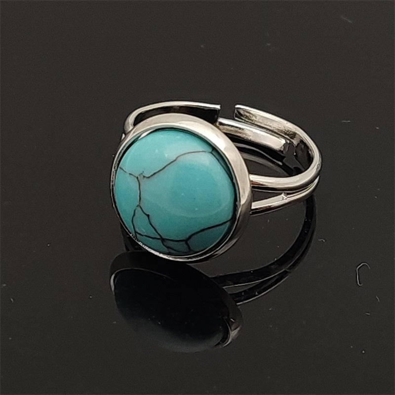 Bague ronde en Howlite Turquoise