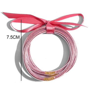 Bracelets Bangles Bouddhistes roses porte bonheur - 5 pièces