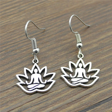 Boucles d'oreilles Fleur de Lotus Yoga Méditation crochets en argent 925