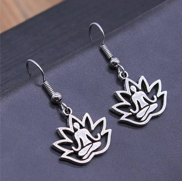 Boucles d'oreilles Fleur de Lotus Yoga Méditation crochets en argent 925