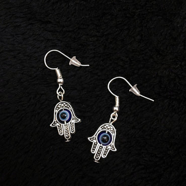 Boucles d'oreilles main de Fatma porte bonheur et oeil turc