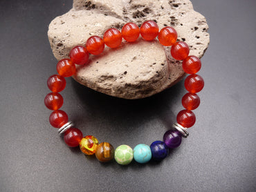 Bracelet 7 chakras en Onyx rouge