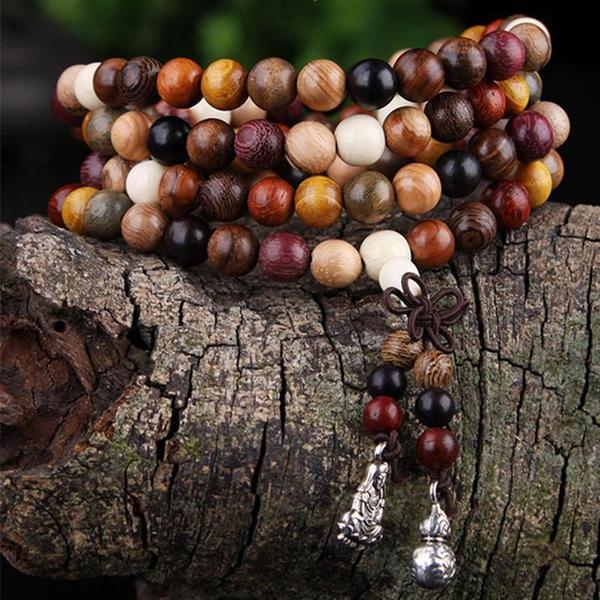 Bracelet Mala Bouddhiste en Bois de Santal 108 perles de 8 mm