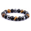 Bracelet "Triple Protection" Oeil de Tigre, Hématite et Onyx 8mm