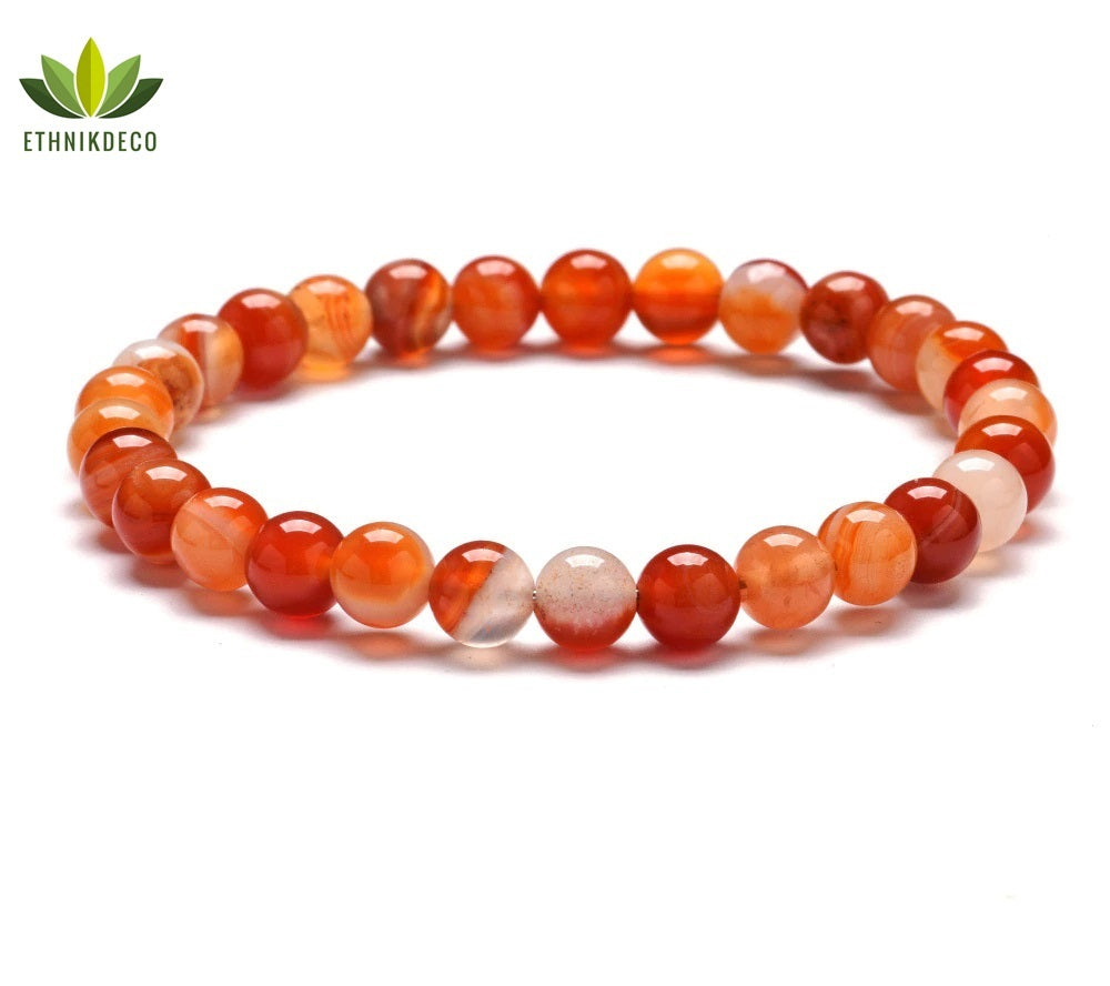 Bracelet en Sardonyx naturelle - Vertu, intuition, spiritualité 8mm