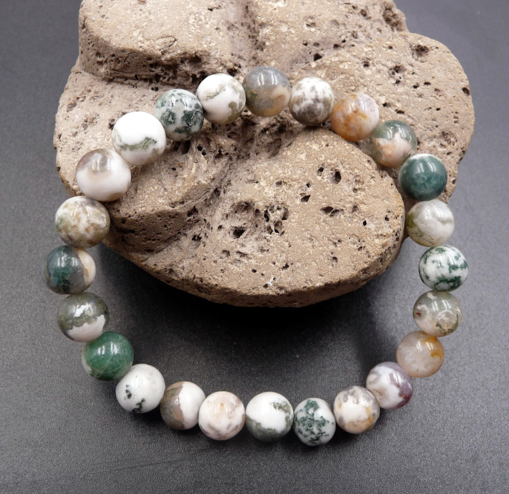 Bracelet en Agate Arbre naturelle - boules 8 mm