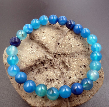 Bracelet en Agate bleue - Chance et Paix Intérieure