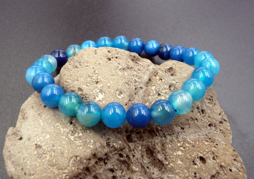 Bracelet en Agate bleue - Chance et Paix Intérieure