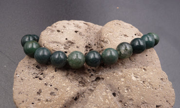 Bracelet en Agate Mousse d'Uruguay - Boules 8 mm