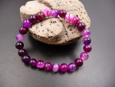 Bracelet en Agate Rose 8 mm- Amour et Réconciliation