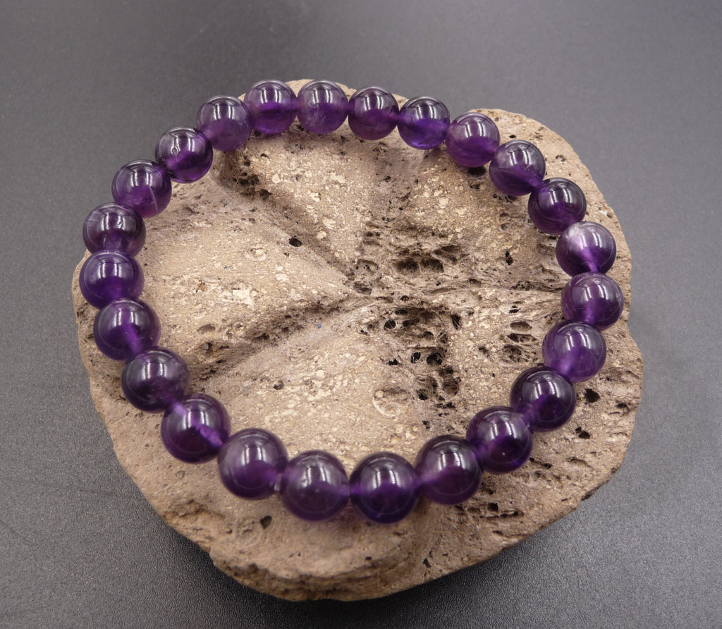 Bracelet Lithothérapie en Améthyste naturelle - Anti-stress et apaisant 8 mm