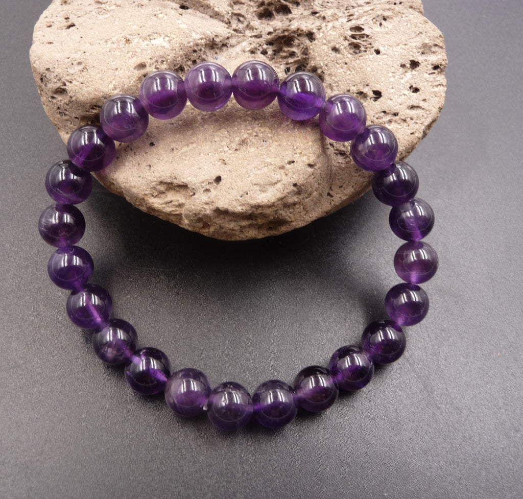 Bracelet Lithothérapie en Améthyste naturelle - Anti-stress et apaisant 8 mm