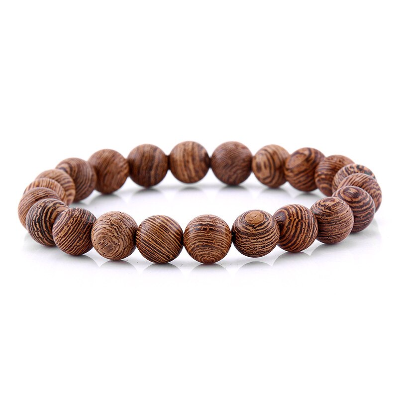 Bracelet Tibétain en Bois précieux de Wengé - Perles 8 mm