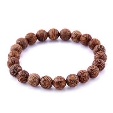 Bracelet Tibétain en Bois précieux de Wengé - Perles 8 mm