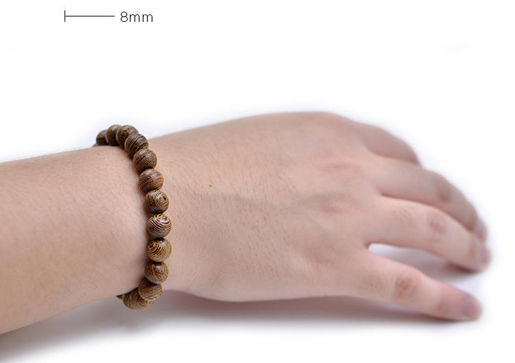 Bracelet Tibétain en Bois précieux de Wengé - Perles 8 mm