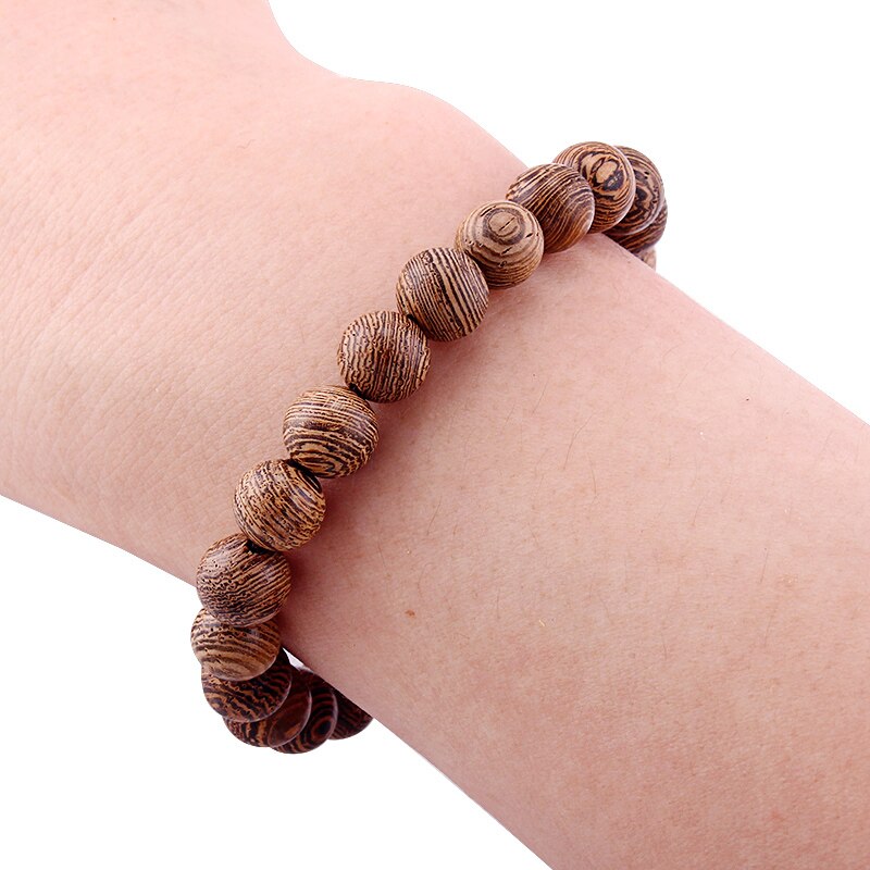 Bracelet Tibétain en Bois précieux de Wengé - Perles 8 mm