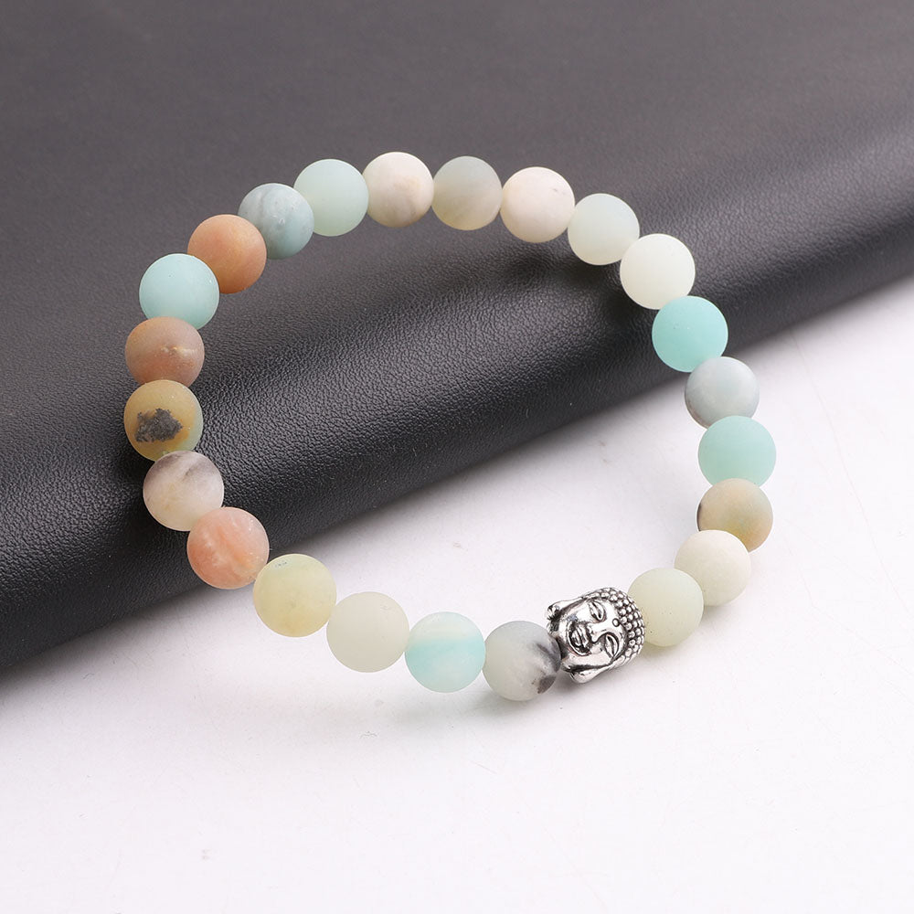 Bracelet Bouddha Thaï argent ou or en Amazonite du Brésil