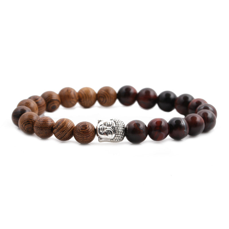 Bracelet Bouddha Thaï argent ou or en Oeil de Taureau et en Bois Wengé