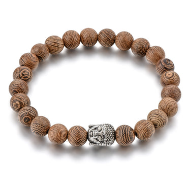 Bracelet Bouddha Thaï argent ou or en perles de Bois Wengé