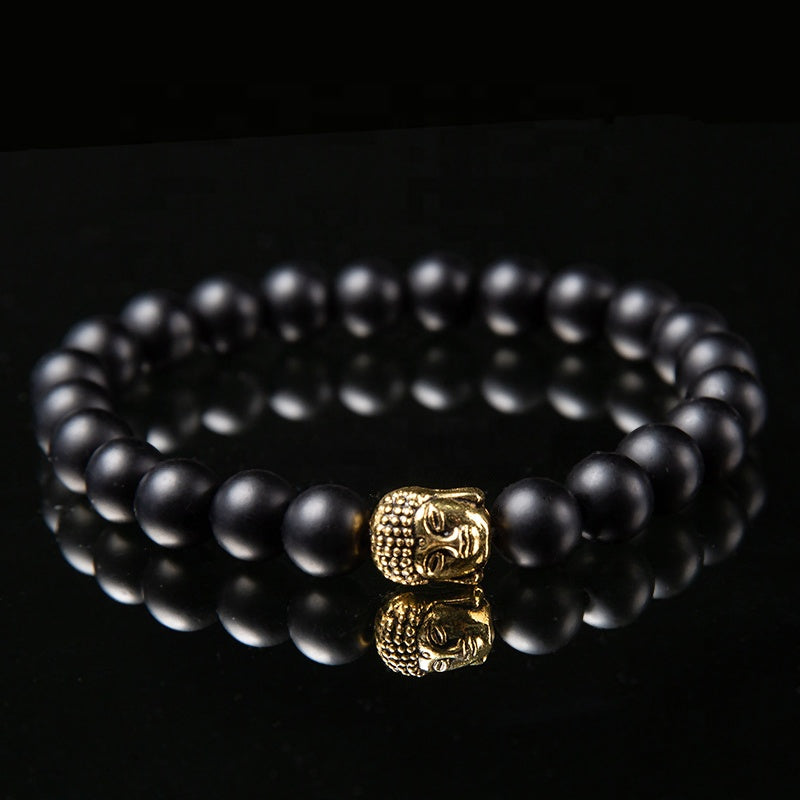 Bracelet Bouddha Thaï argent ou or en Agate Noire