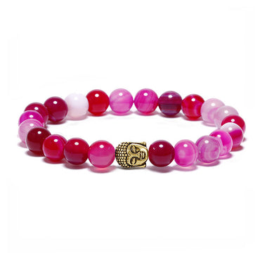 Bracelet Bouddha Thaï argent ou or en Agate rose d'Australie
