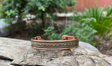 Bracelet magnétique losanges en cuivre avec aimants