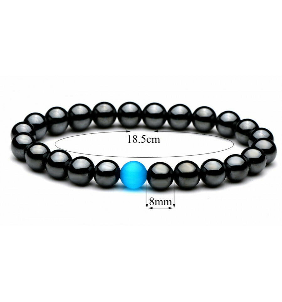 Bracelet Lithothérapie en Hématite + oeil de chat : fortifier et purifier