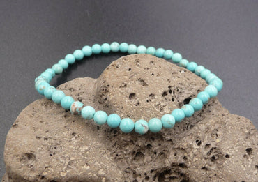 Bracelet Turquoise (Howlite bleue) - boules 4 mm