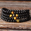 Bracelet collier Tibétain mantra multitour en Agate noire et Oeil de Tigre