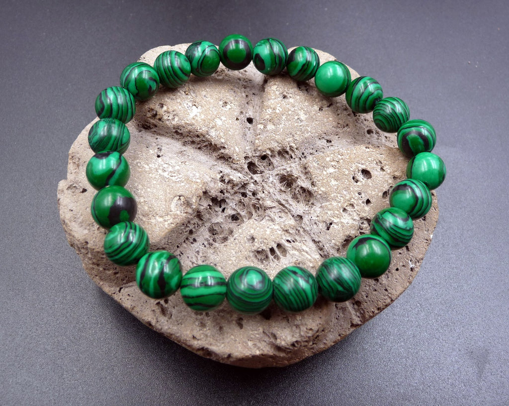 Bracelet en Malachite - Protection, guérison et clairvoyance - Boules 6 mm