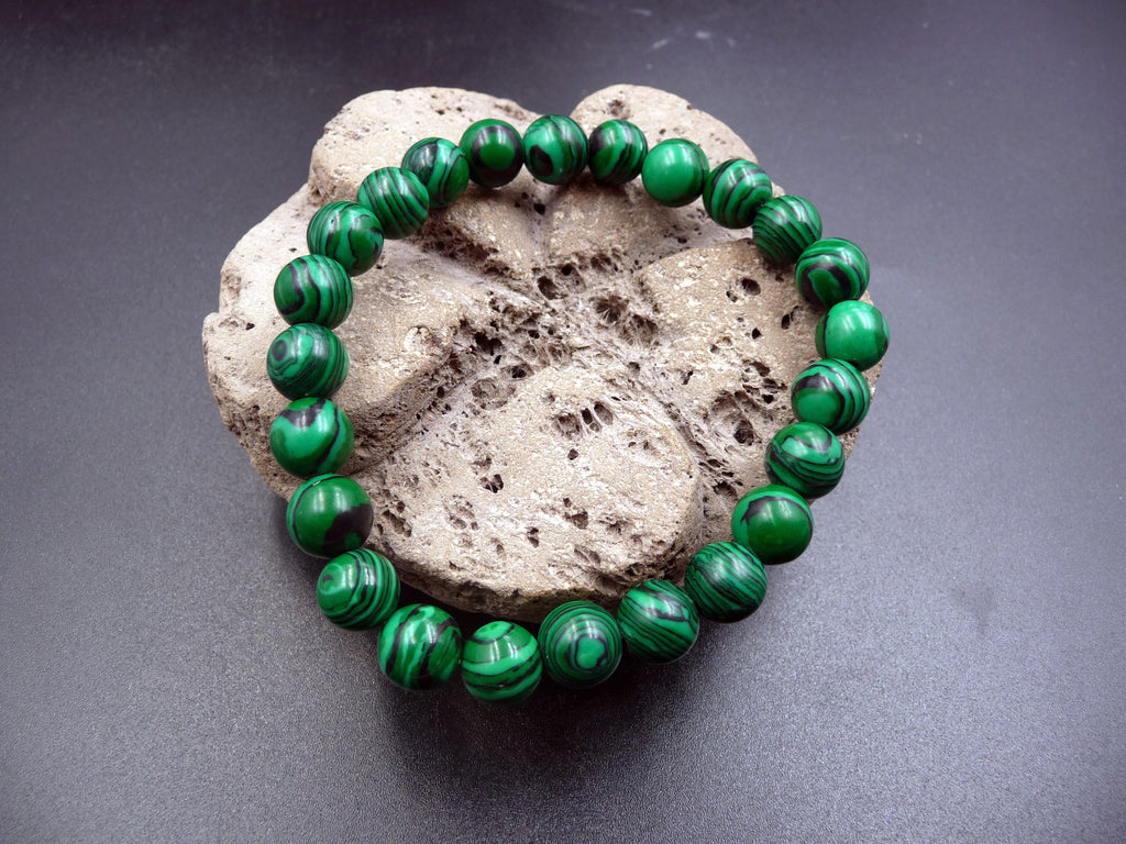 Bracelet en Malachite - Protection, guérison et clairvoyance - Boules 6 mm