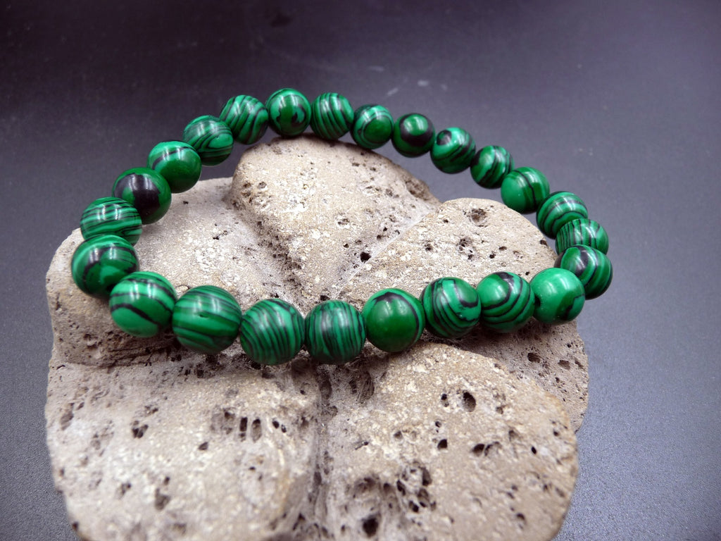 Bracelet en Malachite - Protection, guérison et clairvoyance - Boules 6 mm