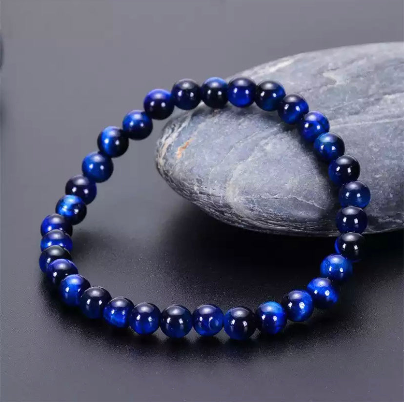 Bracelet Oeil de Tigre bleu Oeil de Faucon naturel boules mm
