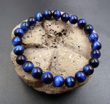 Bracelet de Protection Oeil de Faucon 8 mm (ou Oeil de Tigre Bleu)