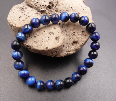 Bracelet de Protection Oeil de Faucon 8 mm (ou Oeil de Tigre Bleu)