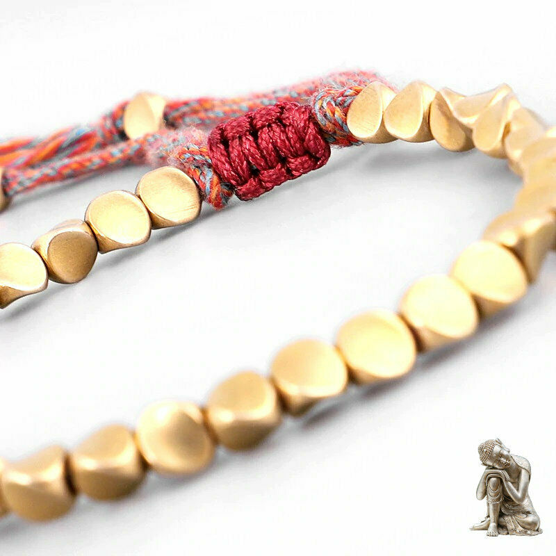 Bracelet de chance en perles de cuivre - façon Bouddhisme Tibétain