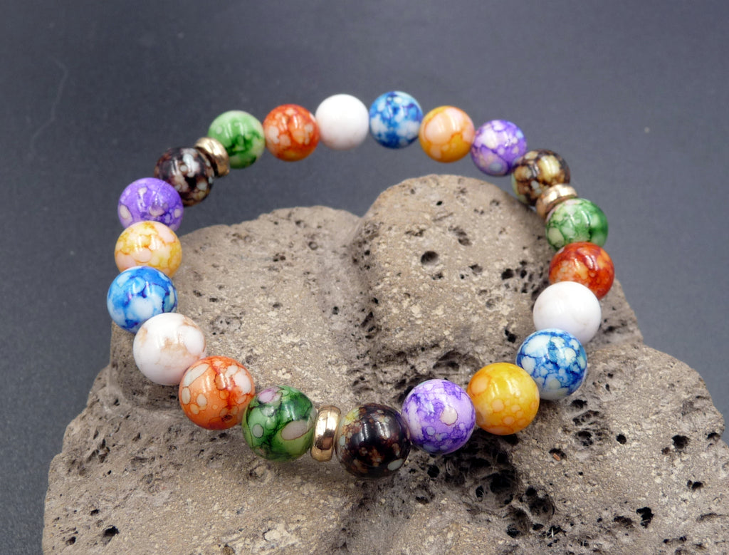 Bracelet "bonne humeur et joie de vivre" Tibétain Chakras en perles multicolores