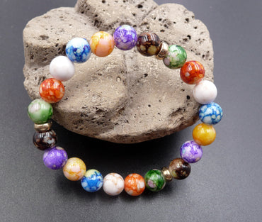 Bracelet "bonne humeur et joie de vivre" Tibétain Chakras en perles multicolores