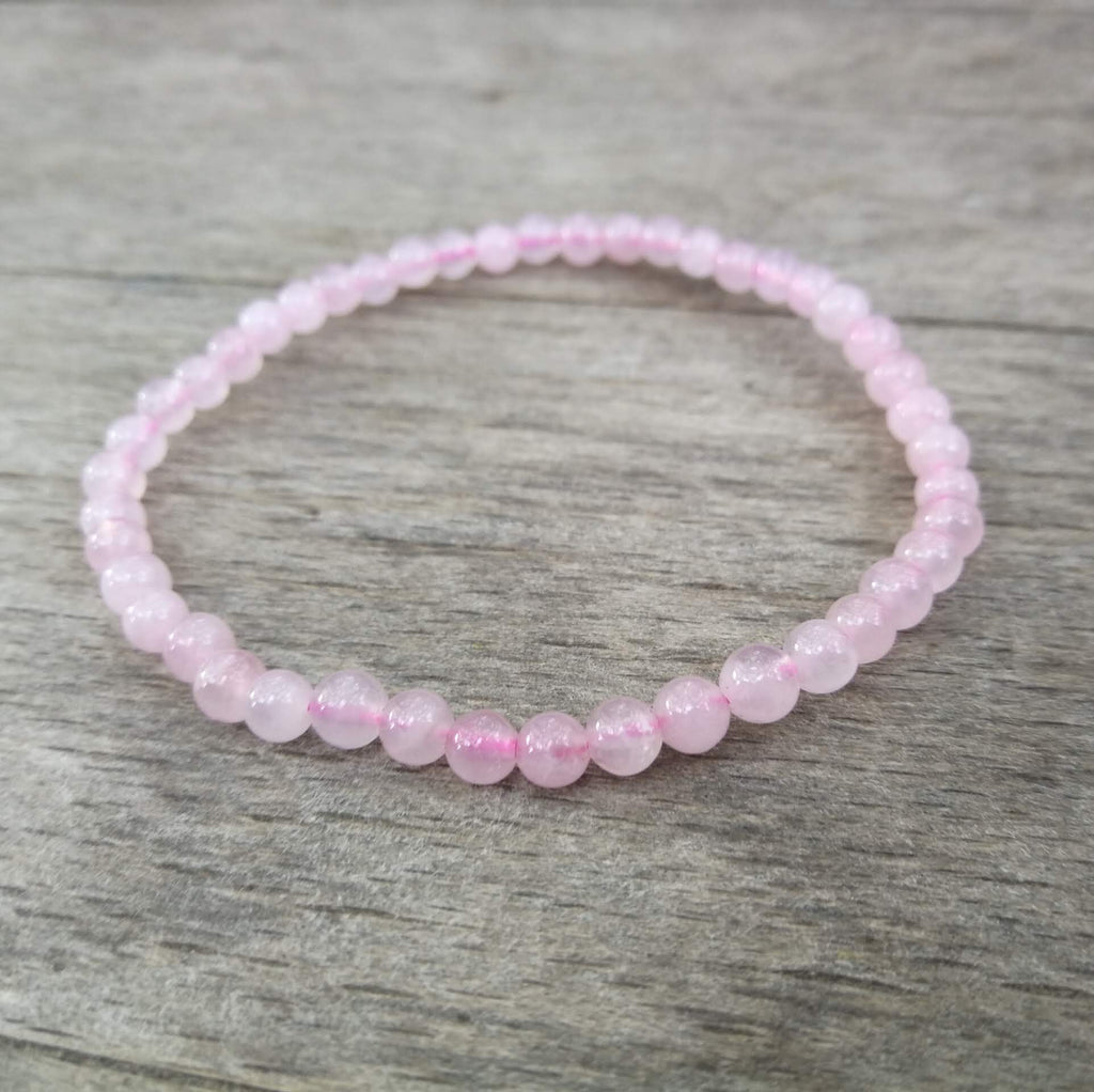 Bracelet en Quartz Rose du Brésil 4 mm - Paix et Amour