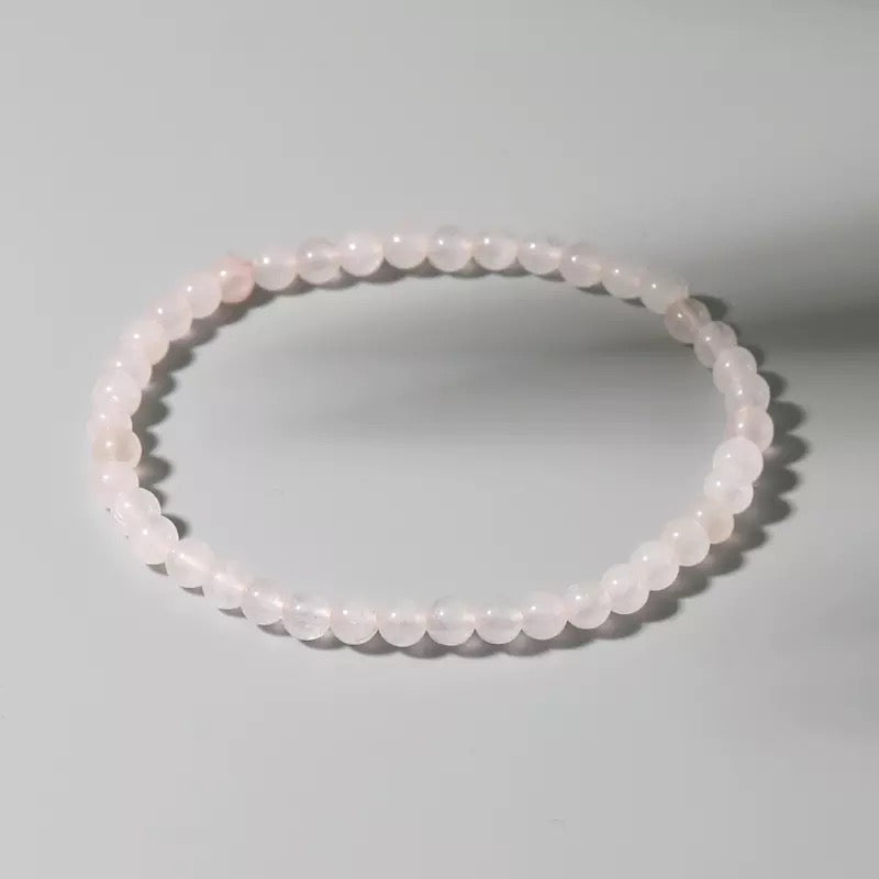 Bracelet en Quartz Rose du Brésil 4 mm - Paix et Amour