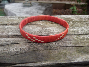 Bracelet ethnique en raphia orange "Kianja" - Artisanat de Madagascar