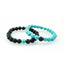 Bracelets de distance / couples - Agate noire et Howlite turquoise