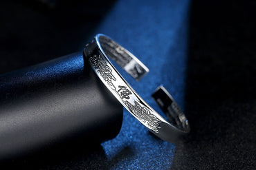 Bracelet en argent 999 Fleur de Lotus Spiritualité Bouddha Méditation Sutra