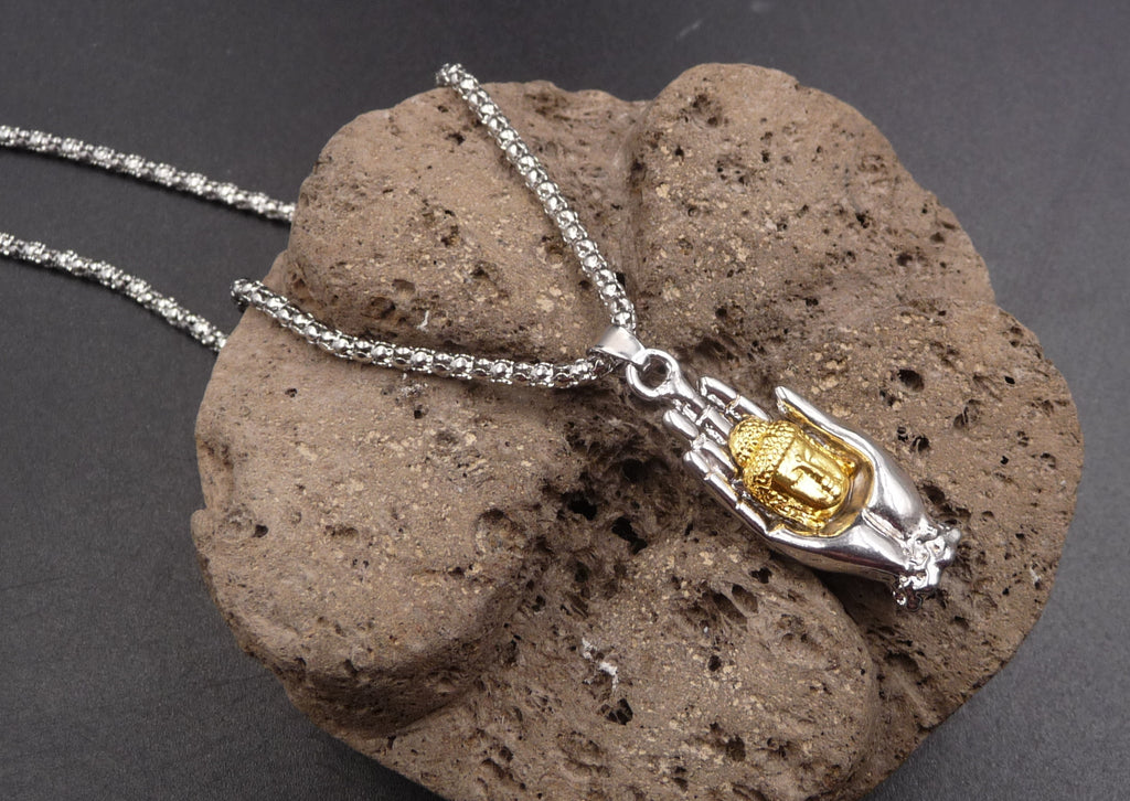 Collier Tibétain Bouddhiste Mudra et Bouddha