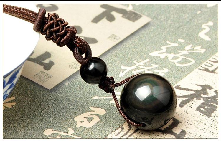 Collier "oeil céleste" en Obsidienne arc-en-ciel