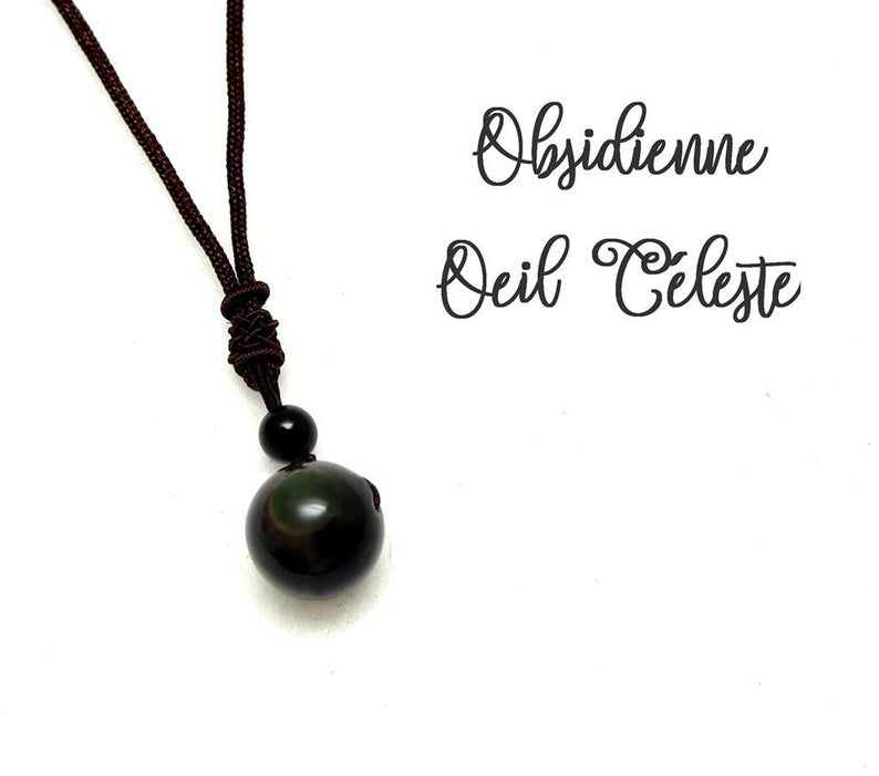 Collier "oeil céleste" en Obsidienne arc-en-ciel