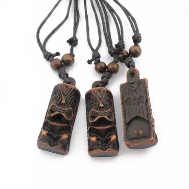 Collier mixte homme / femme avec pendentif Tiki - bijou maori Hawai Tahiti