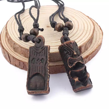 Collier mixte homme / femme avec pendentif Tiki - bijou maori Hawai Tahiti