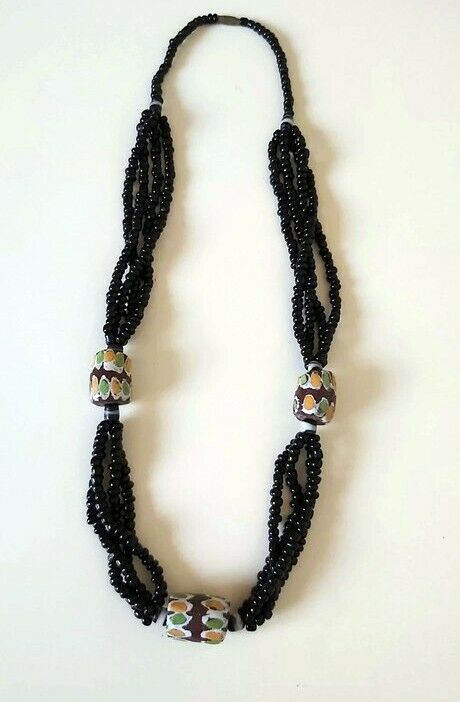Collier Africain ethnique - Perles colorées en terre cuite - Artisanat Cameroun